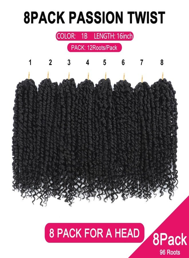 NAYOO Passion Twist Hair - 8 Packs 16 Inch Water Wave Crochet Hair,Passion Twist Crochet Hair For Women Long Passion Twists Synthetic Braiding Hair Extensions(16 Inch 8 Packs,1B) - Image 4